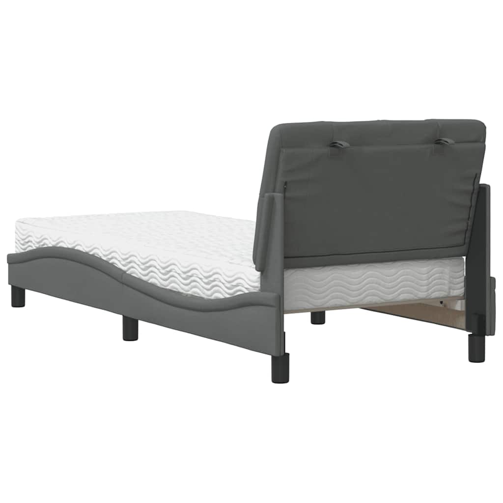 seng med madras 90x190 cm stof mørkegrå
