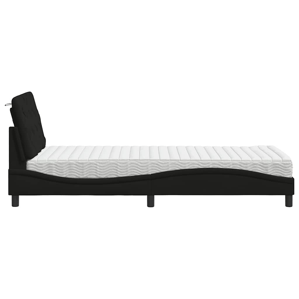 seng med madras 90x190 cm stof sort