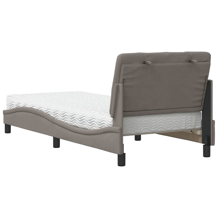 seng med madras 90x190 cm stof gråbrun