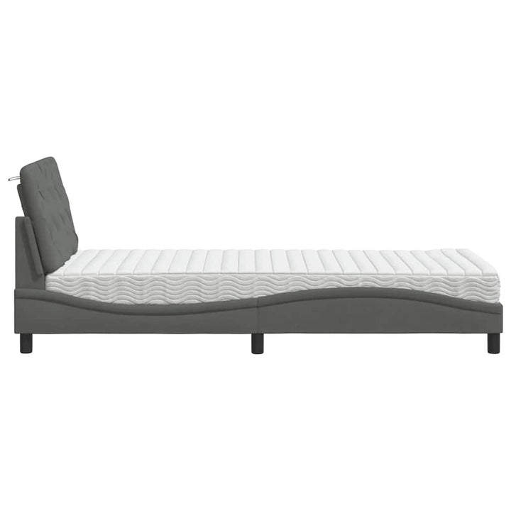 seng med madras 90x200 cm stof mørkegrå