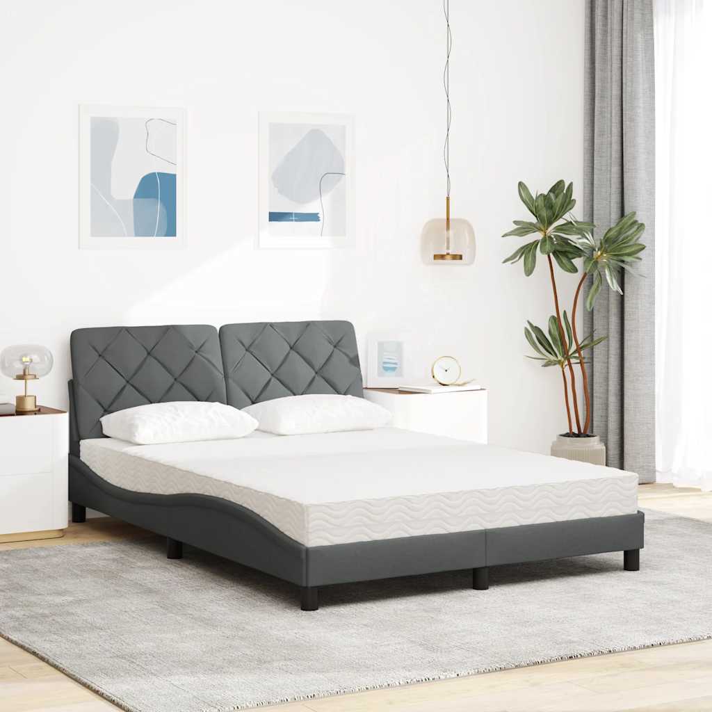 Seng med madras 120x200 cm stof mørkegrå
