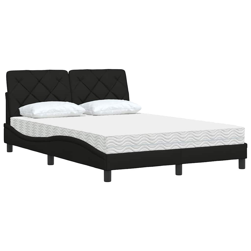 Seng med madras 120x200 cm stof sort