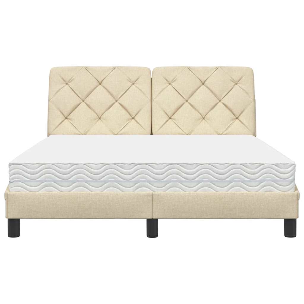 Seng med madras 120x200 cm stof cremefarvet
