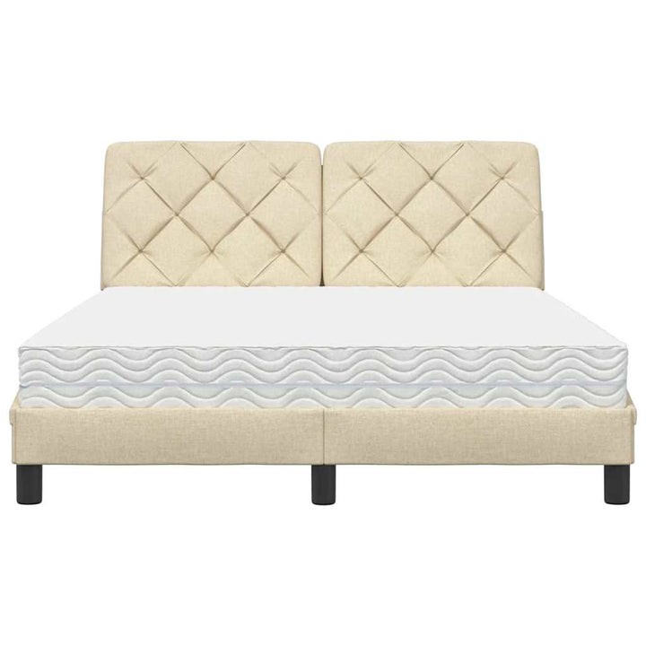 Seng med madras 120x200 cm stof cremefarvet