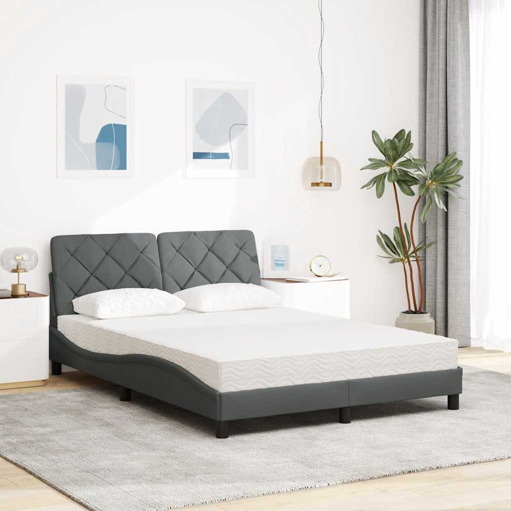 Seng med madras 140x190 cm stof mørkegrå