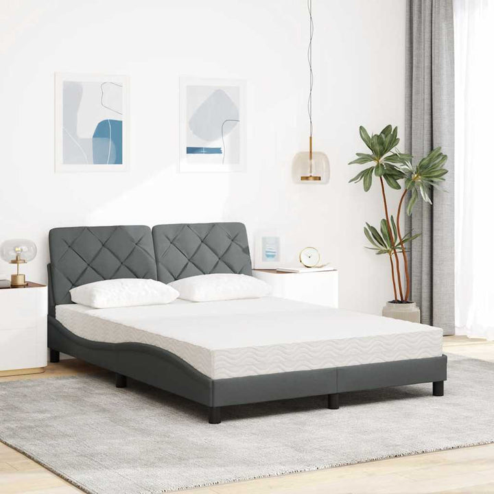 Seng med madras 140x190 cm stof mørkegrå