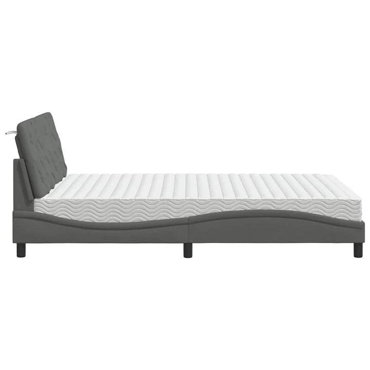 Seng med madras 140x190 cm stof mørkegrå