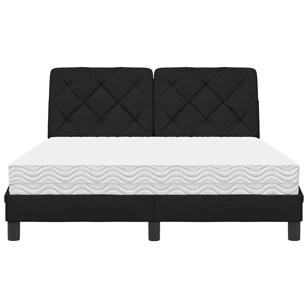 Seng med madras 140x190 cm stof sort