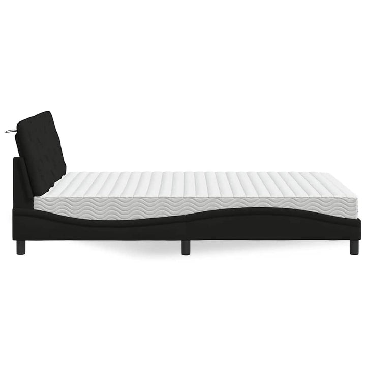 Seng med madras 140x190 cm stof sort
