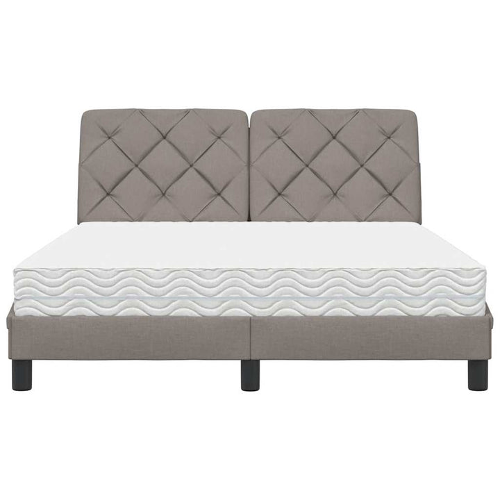 Seng med madras 140x190 cm stof gråbrun