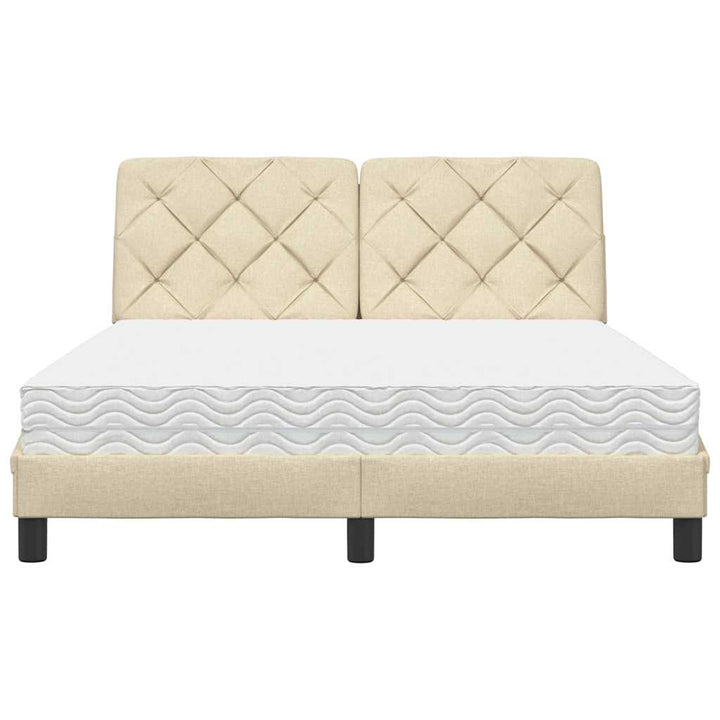 Seng med madras 140x190 cm stof cremefarvet