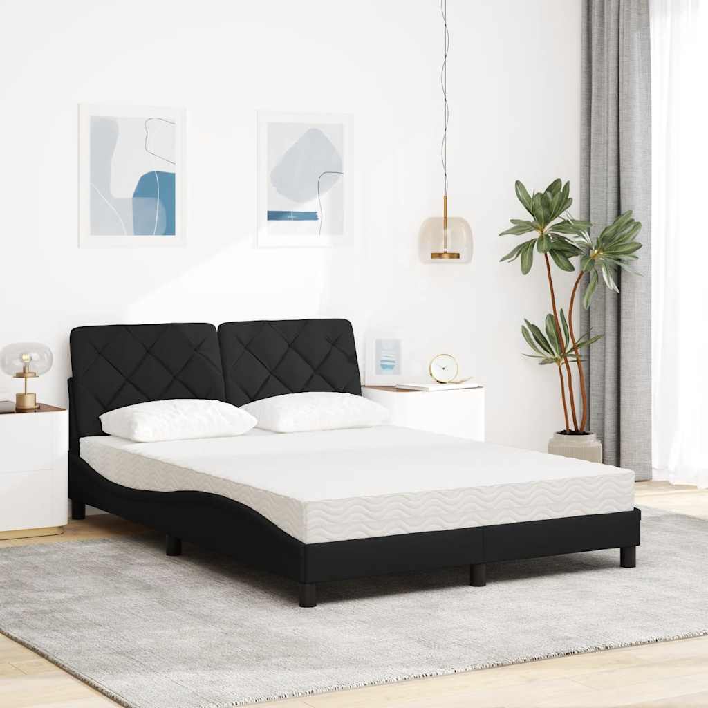 Seng med madras 140x200 cm stof sort