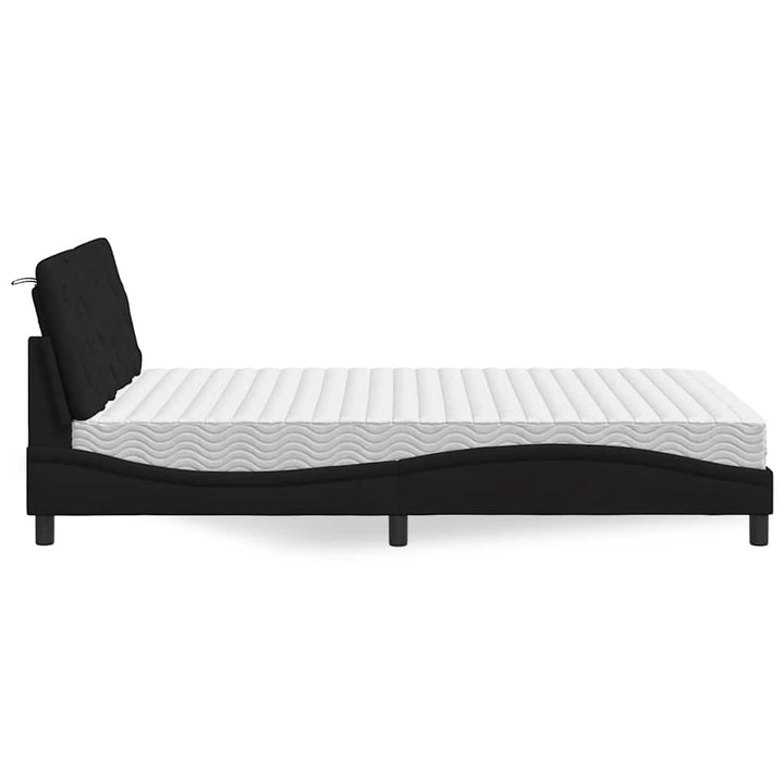 Seng med madras 140x200 cm stof sort