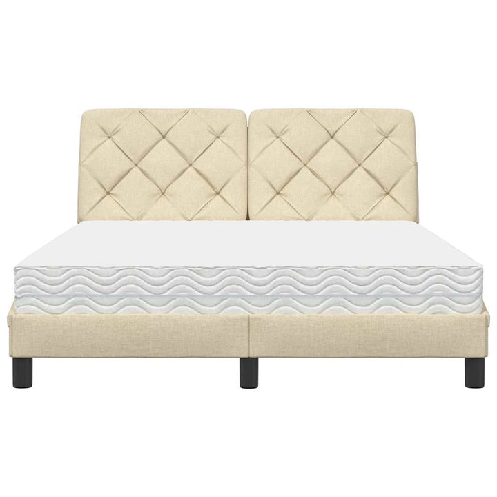 Seng med madras 140x200 cm stof cremefarvet