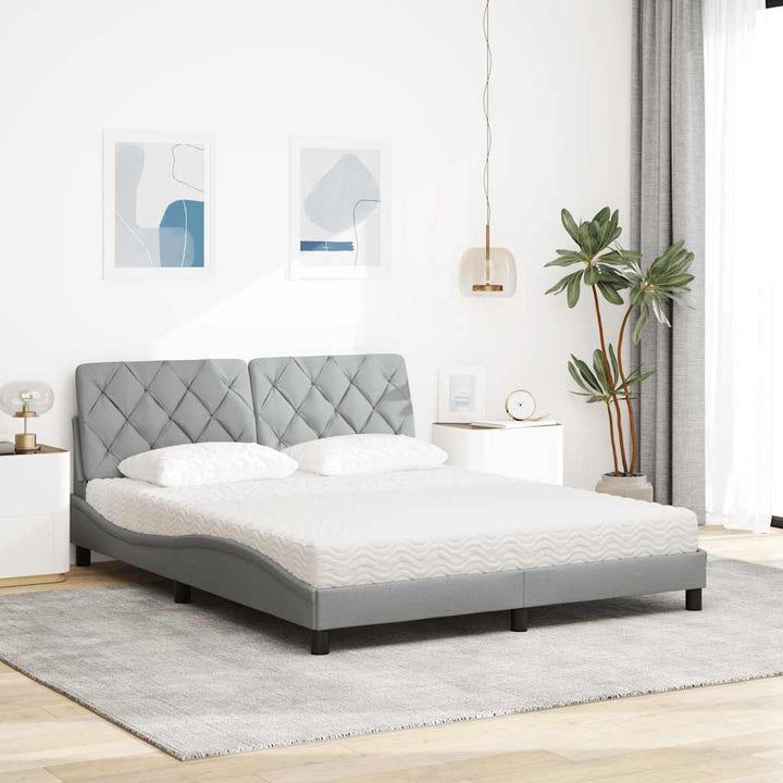 Seng med madras 160x200 cm stof lysegrå