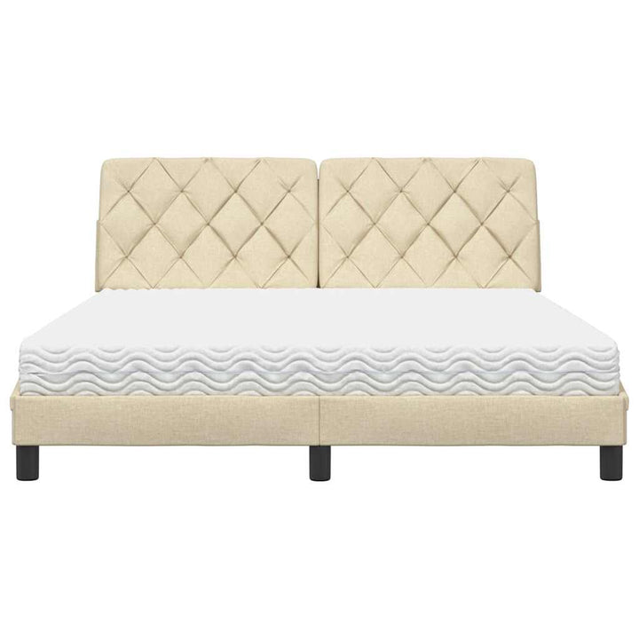 Seng med madras 160x200 cm stof cremefarvet