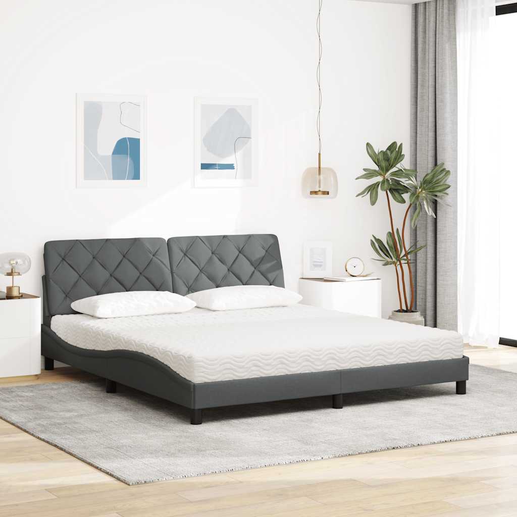 Seng med madras 180x200 cm stof mørkegrå