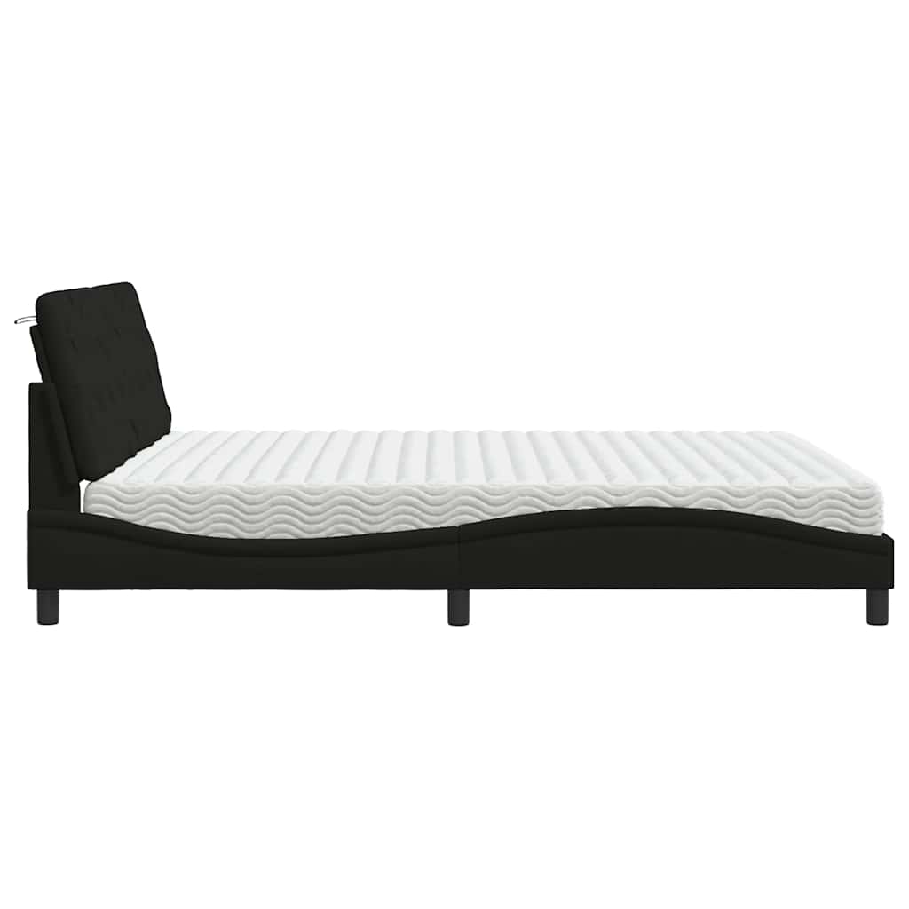 Seng med madras 180x200 cm stof sort