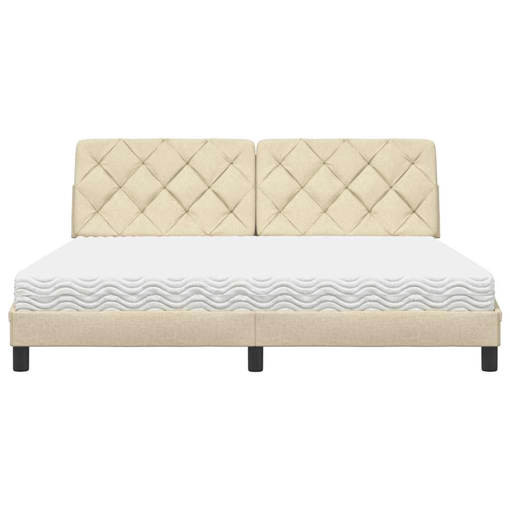 Seng med madras 180x200 cm stof cremefarvet