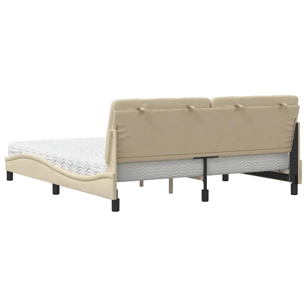 Seng med madras 180x200 cm stof cremefarvet