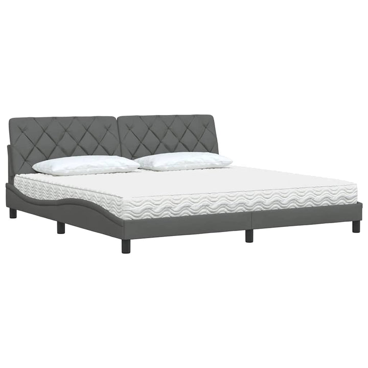 seng med madras 200x200 cm stof mørkegrå