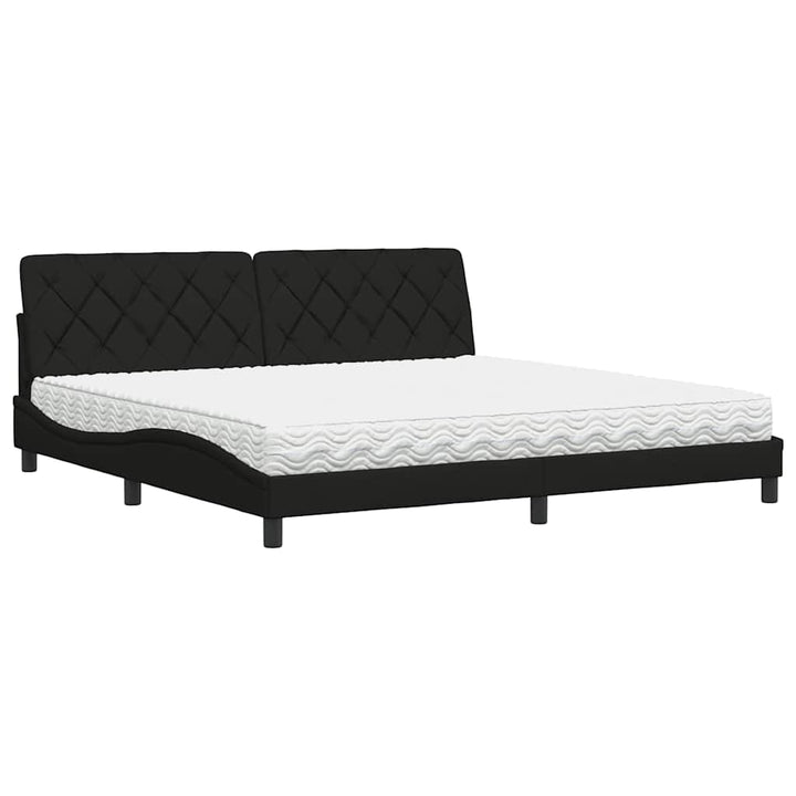 seng med madras 200x200 cm stof sort
