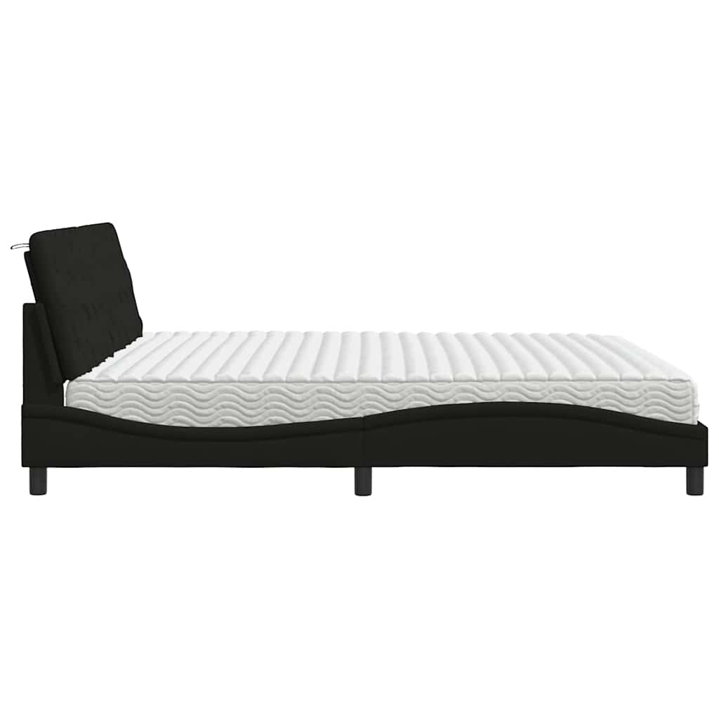 seng med madras 200x200 cm stof sort