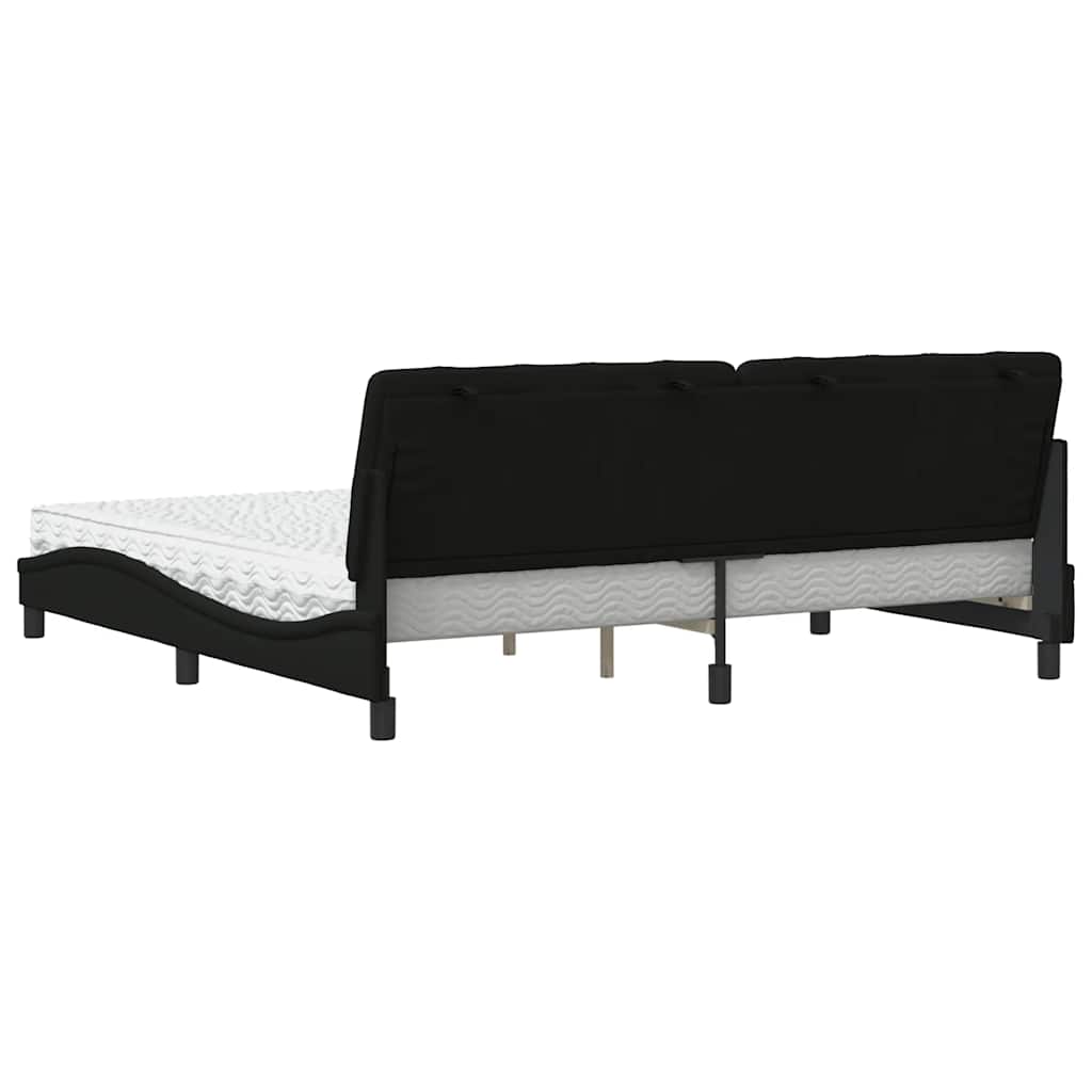 seng med madras 200x200 cm stof sort