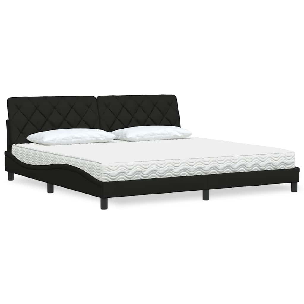 seng med madras 200x200 cm stof sort
