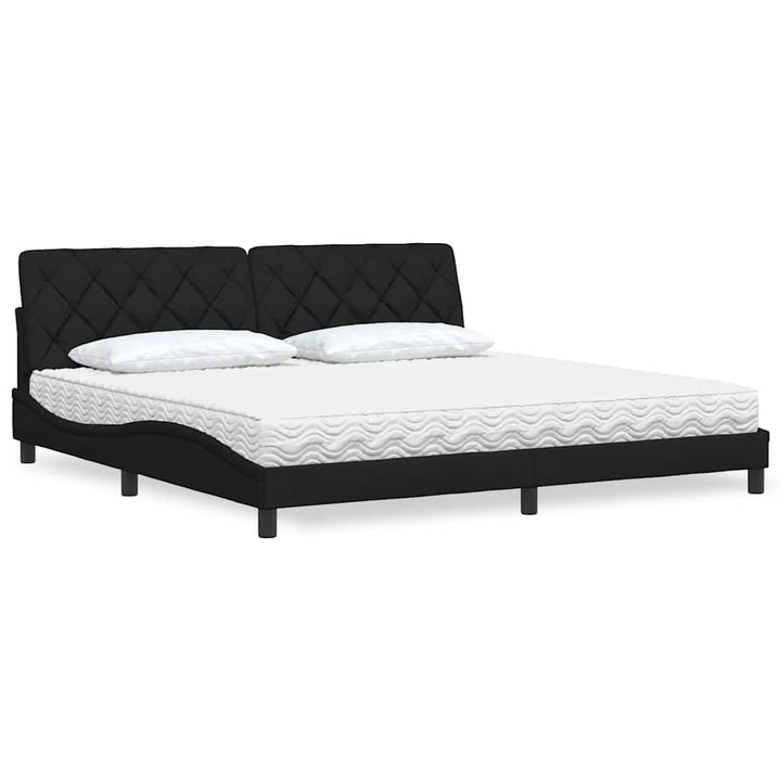 seng med madras 200x200 cm stof sort
