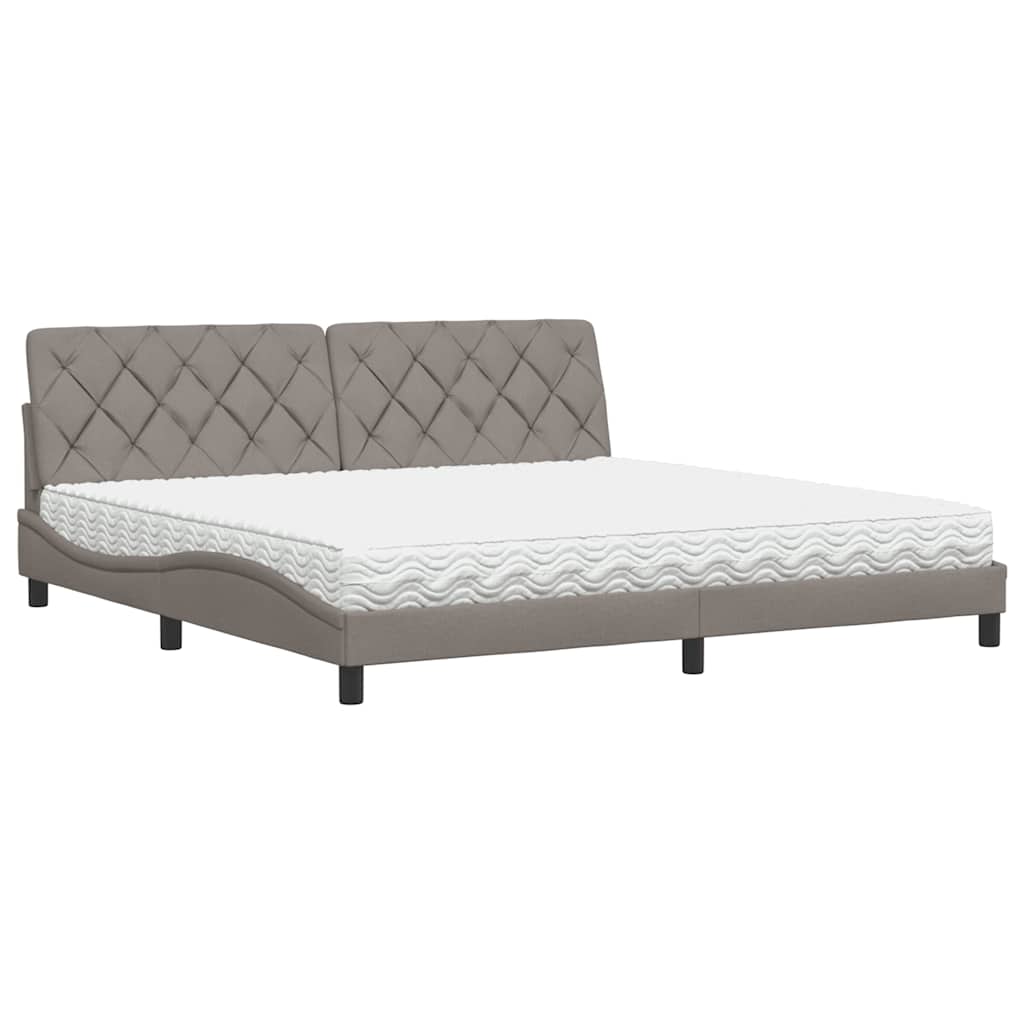 seng med madras 200x200 cm stof gråbrun