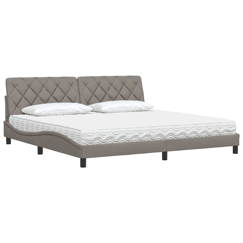 seng med madras 200x200 cm stof gråbrun