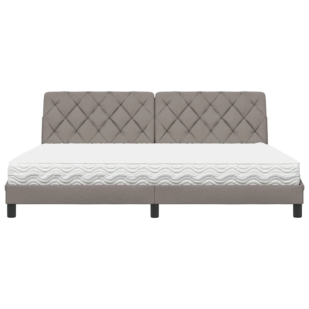 seng med madras 200x200 cm stof gråbrun