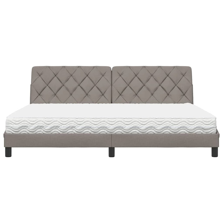 seng med madras 200x200 cm stof gråbrun