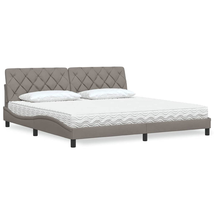 seng med madras 200x200 cm stof gråbrun