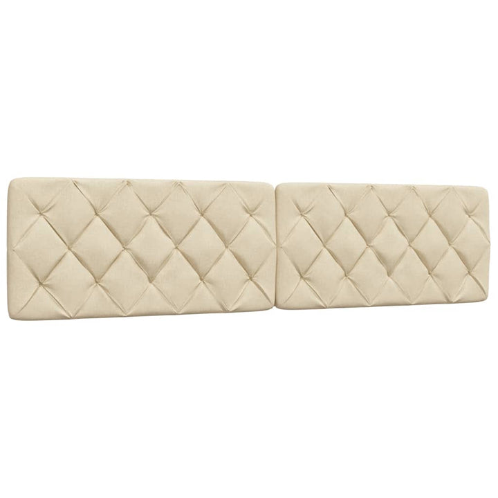 seng med madras 200x200 cm stof cremefarvet