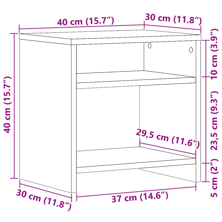 sengebord 40x30x40 cm konstrueret træ gammelt trælook