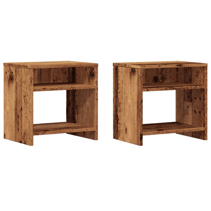 sengeborde 2 stk. 40x30x40 cm konstrueret træ gammelt trælook