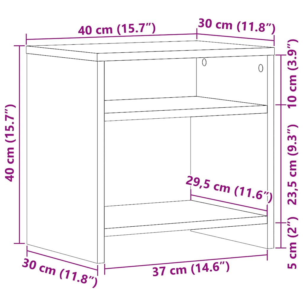 sengeborde 2 stk. 40x30x40 cm konstrueret træ kunsteg