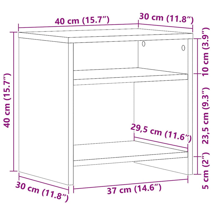 sengeborde 2 stk. 40x30x40 cm konstrueret træ kunsteg