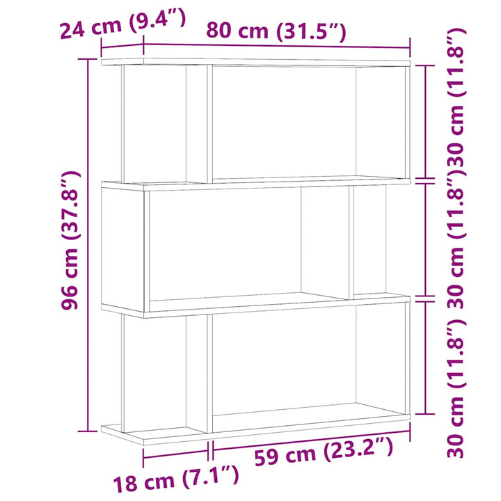 bogskab 80x24x96 cm konstrueret træ kunsteg