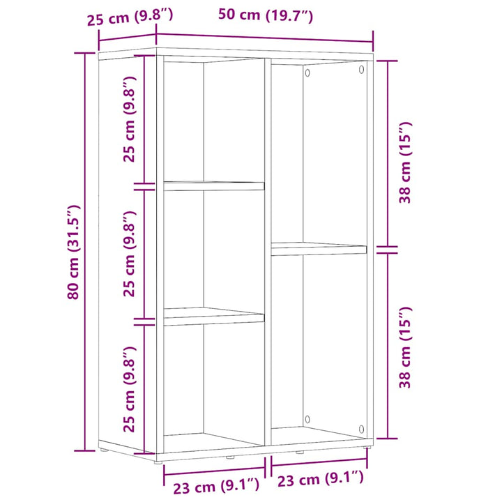 bogskab 50x25x80 cm konstrueret træ antikt træ