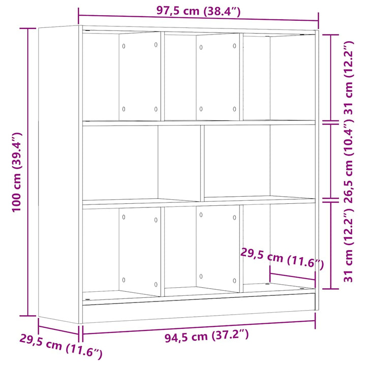 bogreol 97,5x29,5x100 cm konstrueret træ gammelt træ