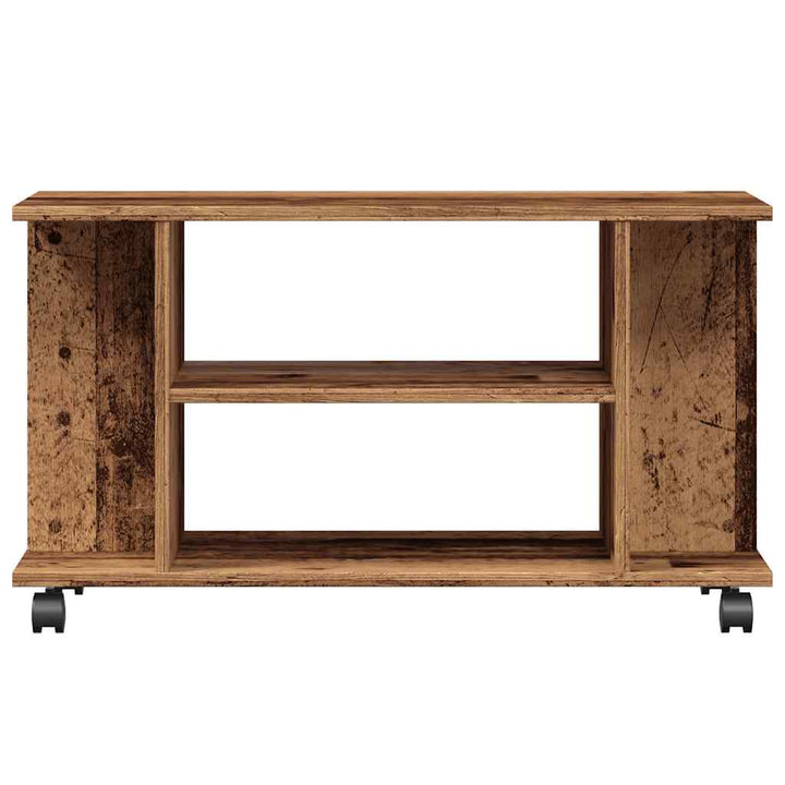 tv-skab med hjul 80x40x45 cm konstrueret træ antikt trælook