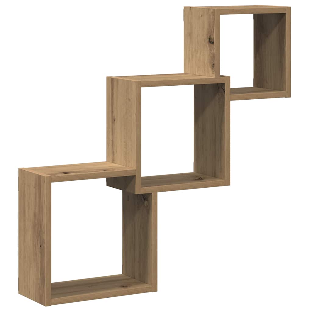 væghylder 68x15x68 cm kubeformet konstrueret træ kunsteg