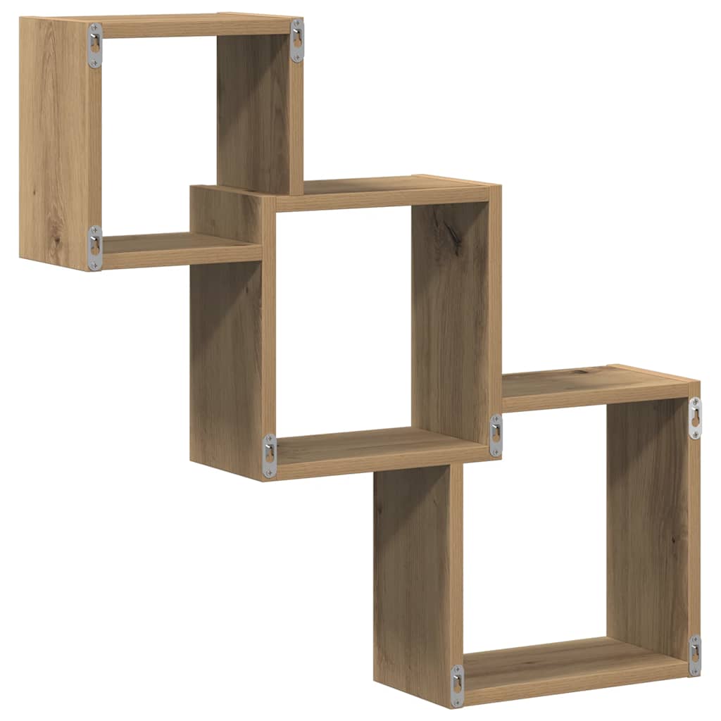væghylder 68x15x68 cm kubeformet konstrueret træ kunsteg