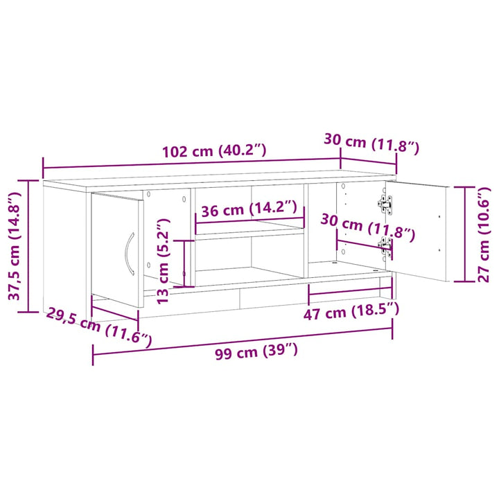 tv-bord 102x30x37,5 cm konstrueret træ antikt træ