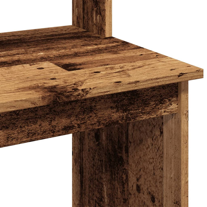 skrivebord m. hylder 102x45x148 cm konstrueret træ antikt træ