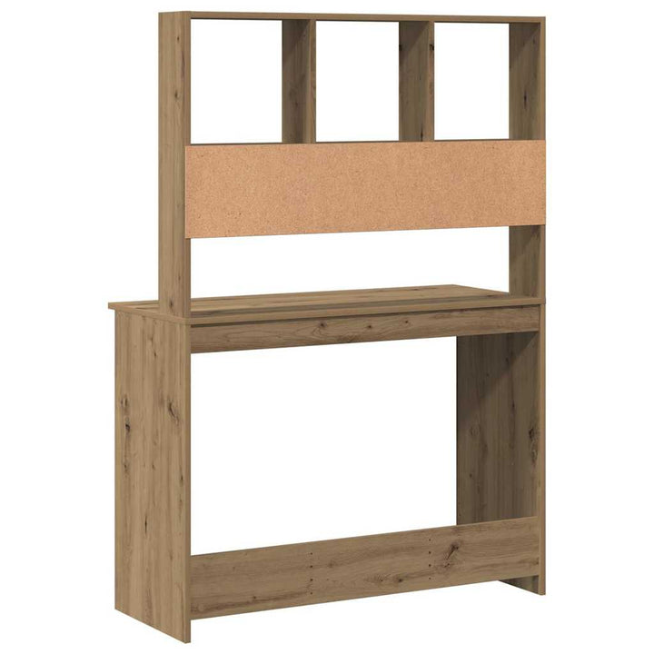 skrivebord m. hylder 102x45x148 cm konstrueret træ kunsteg