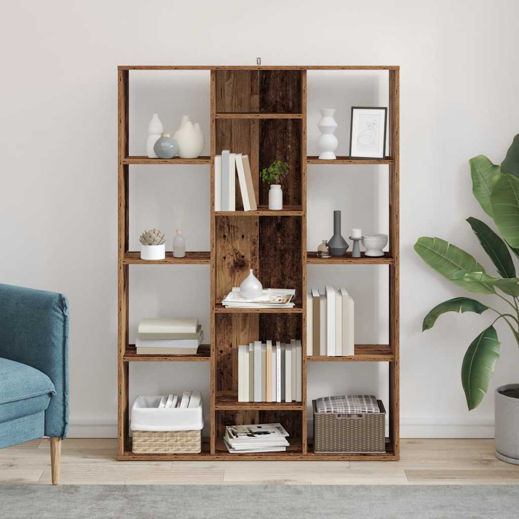rumdeler/bogreol 100x24x140 cm konstrueret træ gammelt træ